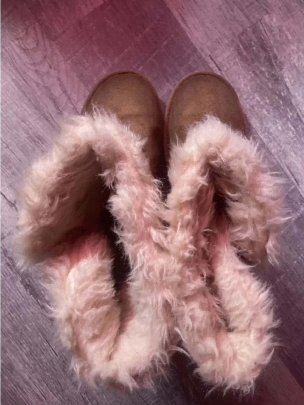 Chestnut Faux-Suede Fur-Lined Ankle Boots